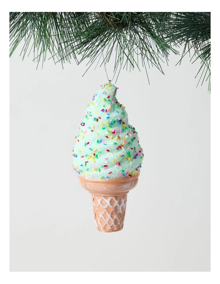 Nostalgia Christmas Icecream Cone Ornament 15cm in Mint image 1