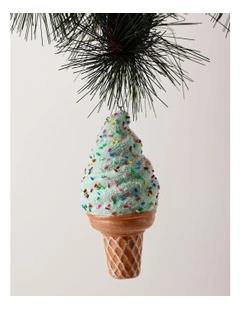 Candyland Christmas Icecream Cone Ornament 15cm in Mint