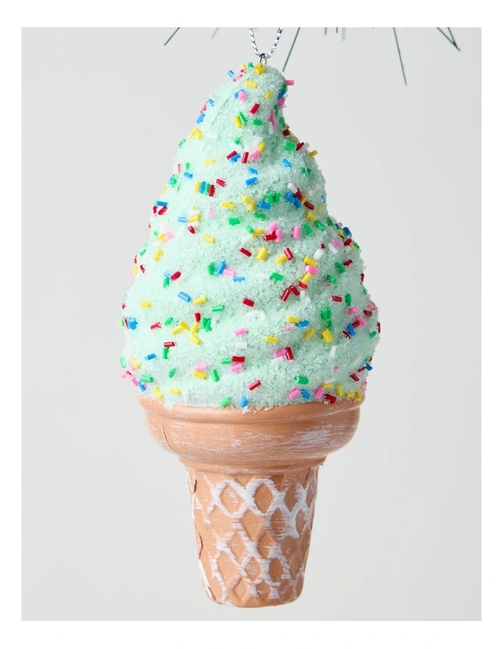 Nostalgia Christmas Icecream Cone Ornament 15cm in Mint image 3