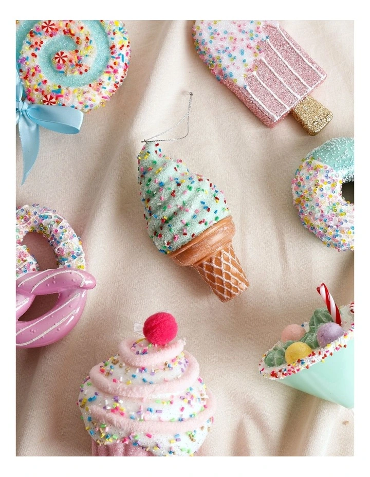 Candyland Christmas Icecream Cone Ornament 15cm in Mint image 3
