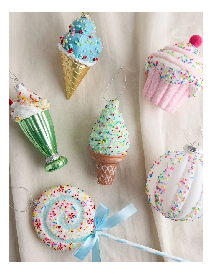 Nostalgia Christmas Icecream Cone Ornament 15cm in Mint image 4