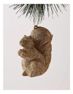 Harvest Christmas Glitter Squirrel Ornament 9cm in Gold