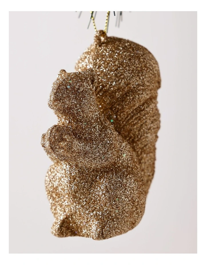 Harvest Christmas Glitter Squirrel Ornament 9cm in Gold image 2