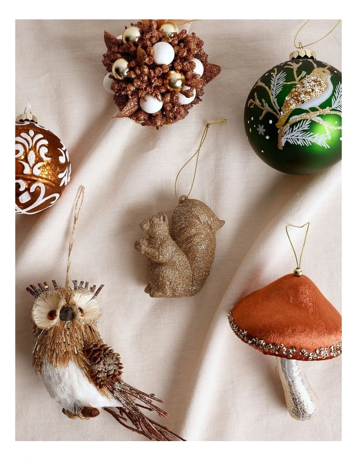 Harvest Christmas Glitter Squirrel Ornament 9cm in Gold image 3