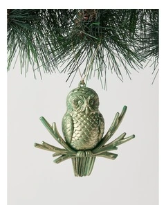 Harvest Christmas Owl Ornament 9cm in Green