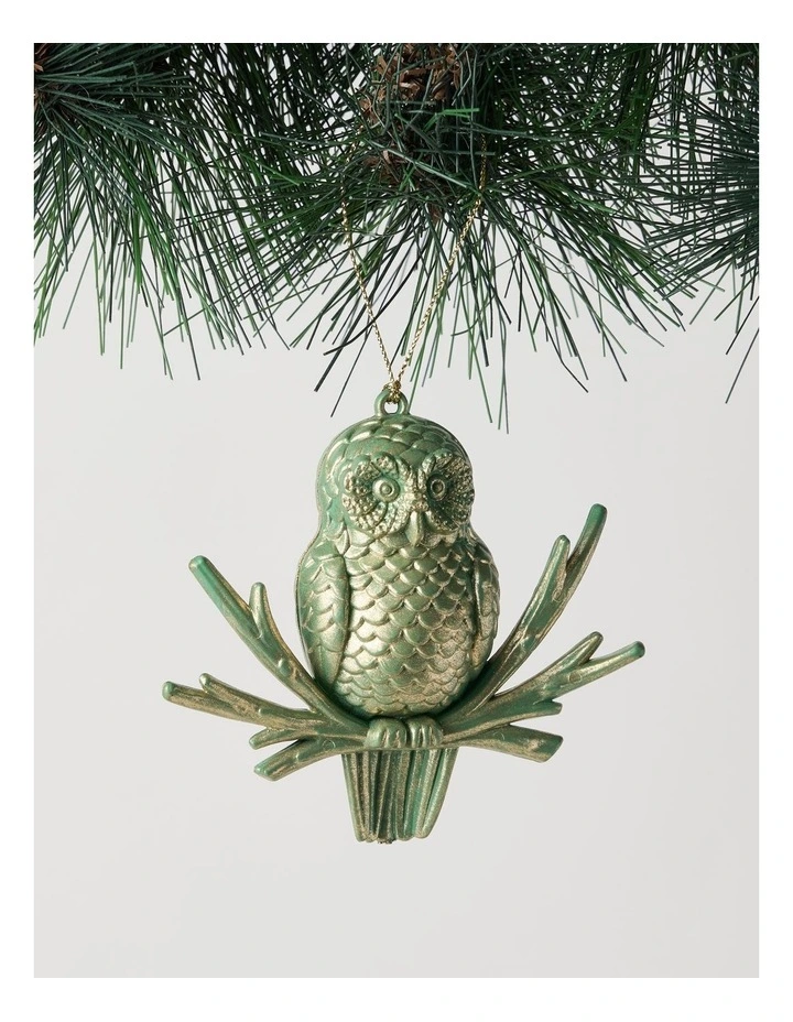 Harvest Christmas Owl Ornament 9cm in Green image 1