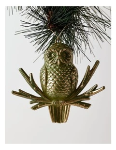 Harvest Christmas Owl Ornament 9cm in Green