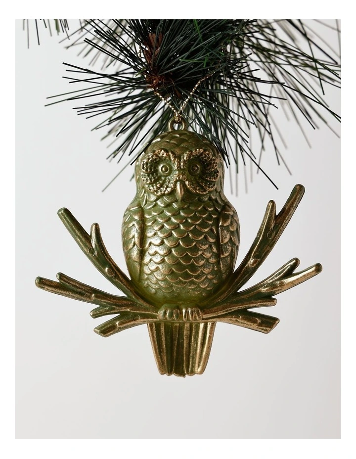 Harvest Christmas Owl Ornament 9cm in Green image 1