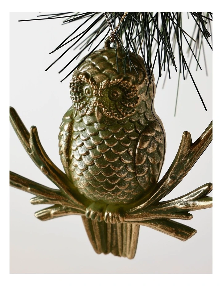 Harvest Christmas Owl Ornament 9cm in Green image 2