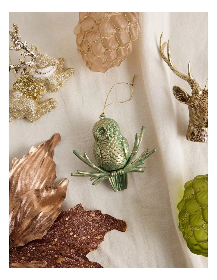 Harvest Christmas Owl Ornament 9cm in Green image 4