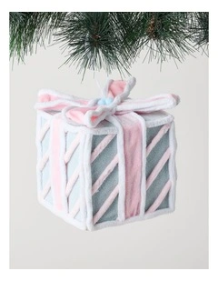 Nostalgia Christmas Present Ornament 15cm in Pink/Blue