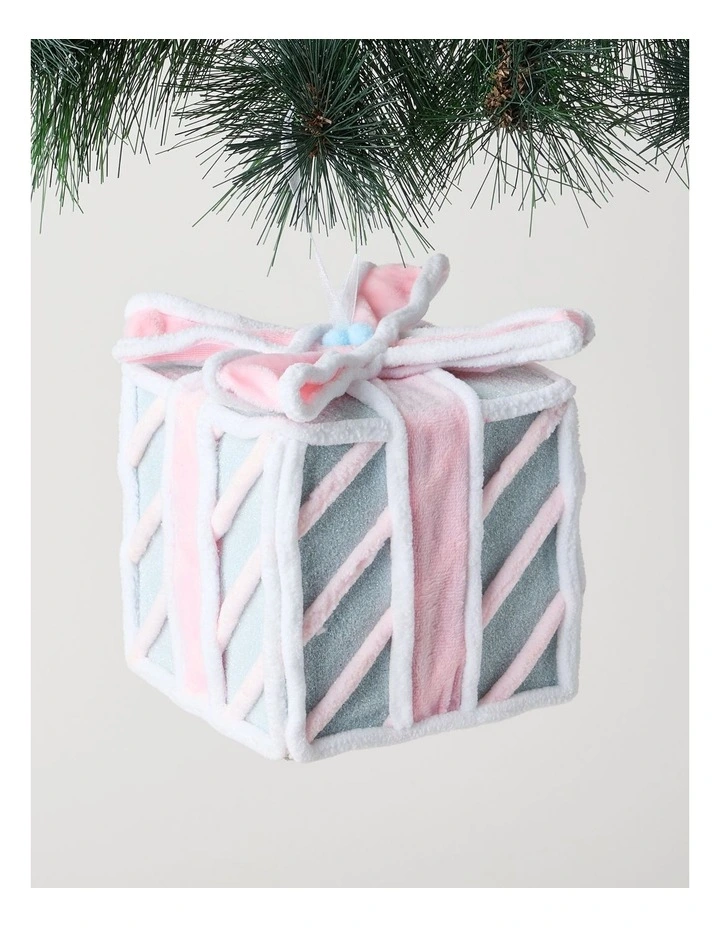 Nostalgia Christmas Present Ornament 15cm in Pink/Blue image 1