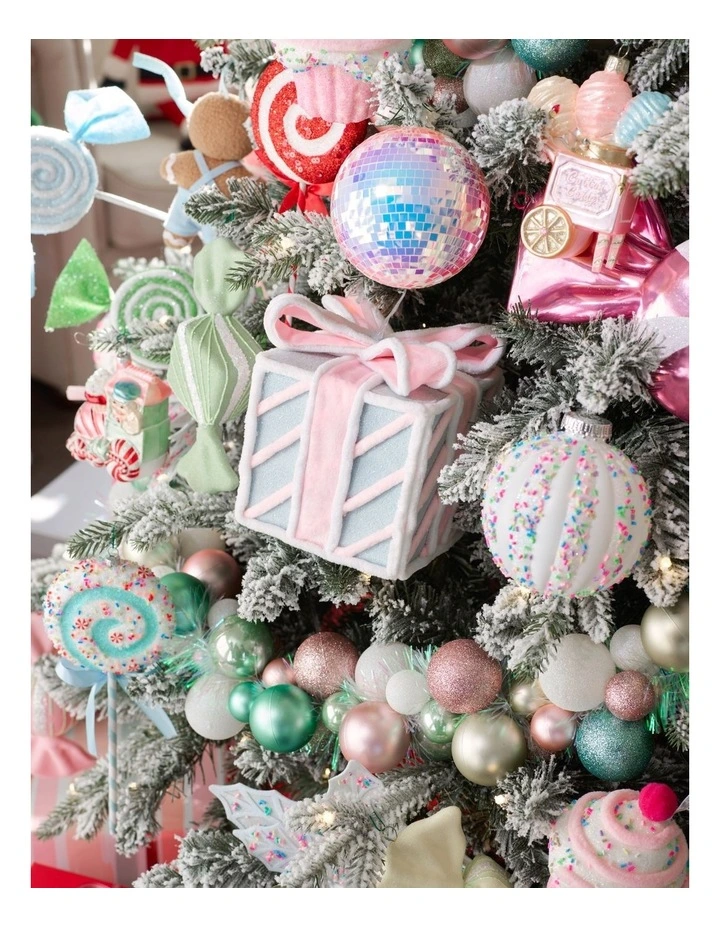 Candyland Christmas Present Ornament 15cm in Pink/Blue image 3