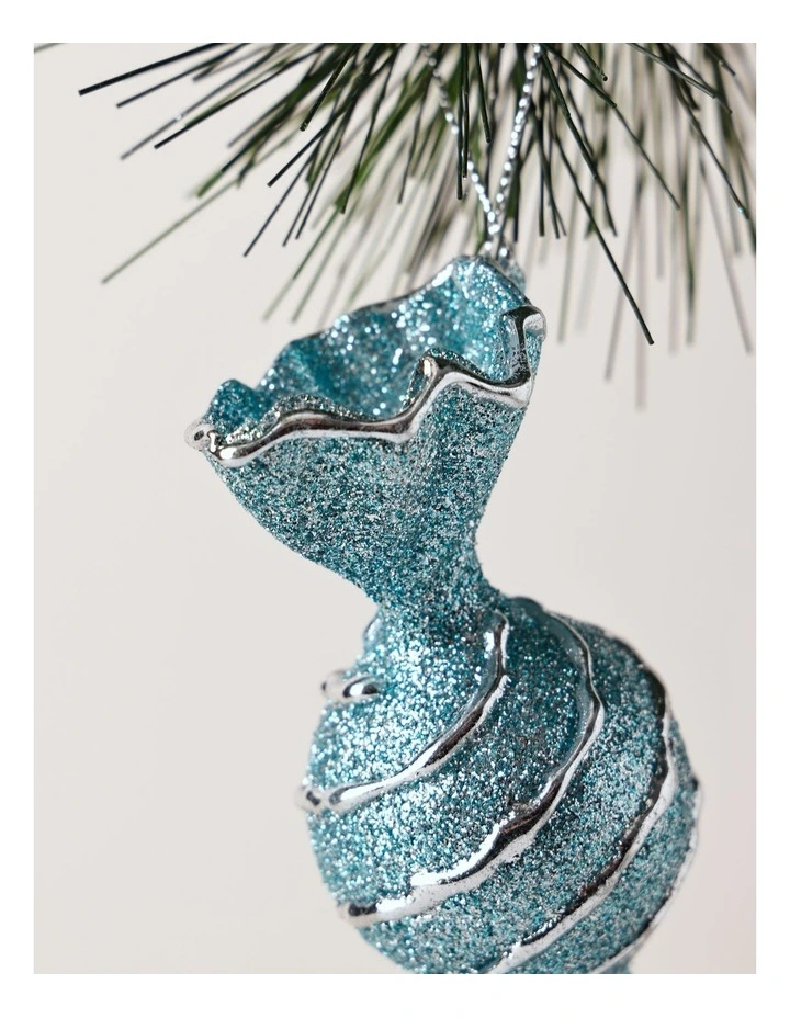 Candyland Christmas Plastic Glitter Candy Ornament 10cm in Blue image 2