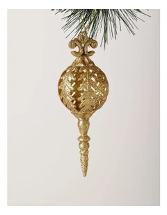 Heirloom Christmas Plastic Glitter Spindel Ornament 17cm in Gold