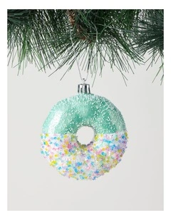 Nostalgia Christmas Plastic Sprinkle Doughnut Ornament 9cm in Blue