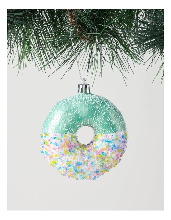 Nostalgia Christmas Plastic Sprinkle Doughnut Ornament 9cm in Blue image 1