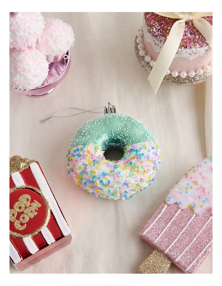 Nostalgia Christmas Plastic Sprinkle Doughnut Ornament 9cm in Blue image 3