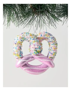 Nostalgia Christmas Plastic Pretzel Ornament 9cm in Pink