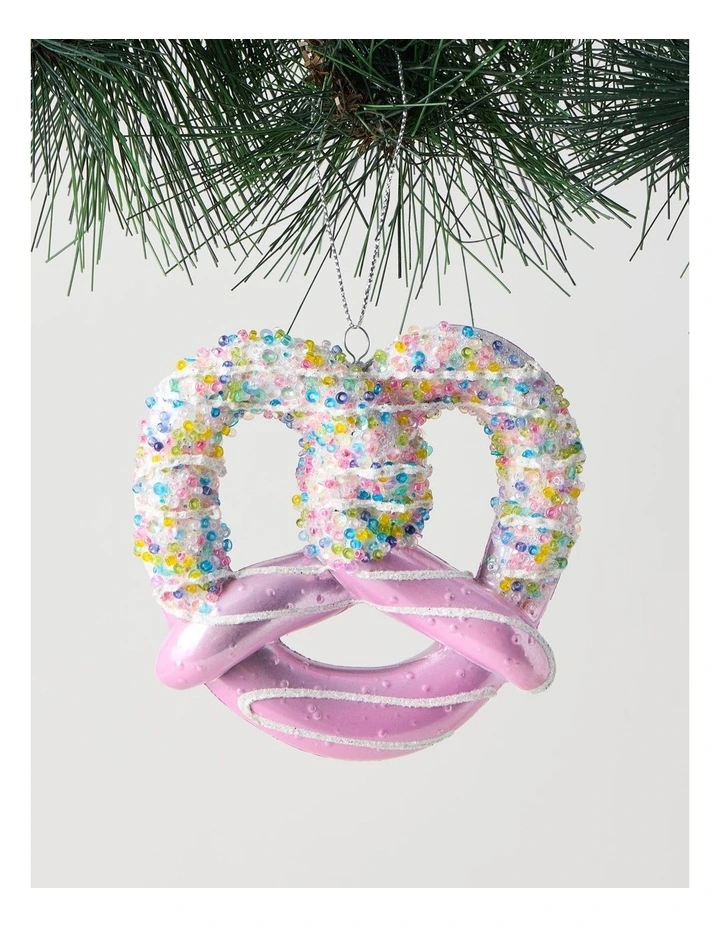 Nostalgia Christmas Plastic Pretzel Ornament 9cm in Pink image 1