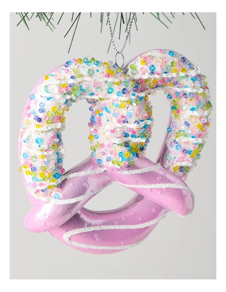 Nostalgia Christmas Plastic Pretzel Ornament 9cm in Pink image 2