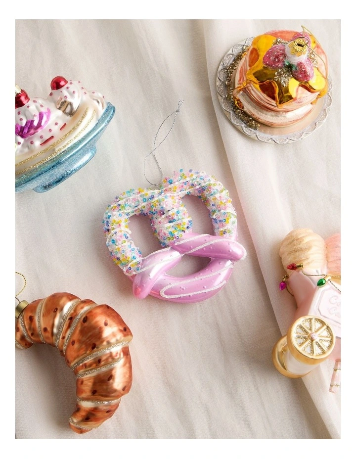 Nostalgia Christmas Plastic Pretzel Ornament 9cm in Pink image 3