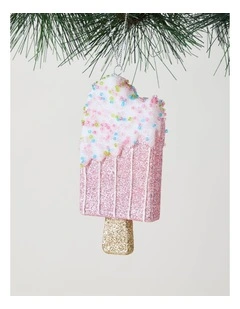 Nostalgia Christmas Plastic Popsicle Ornament 12cm in Pink