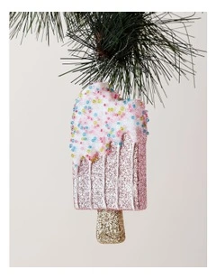 Candyland Christmas Plastic Popsicle Ornament 12cm in Pink