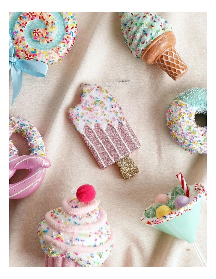 Candyland Christmas Plastic Popsicle Ornament 12cm in Pink image 3