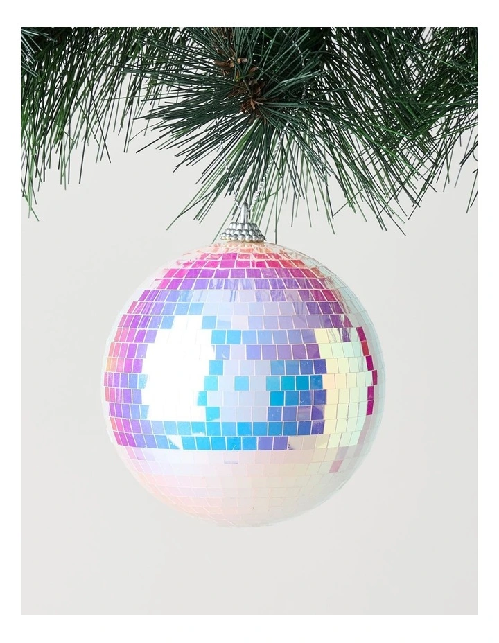 Nostalgia Christmas Plastic Disco Ball Ornament 10cm in White image 1