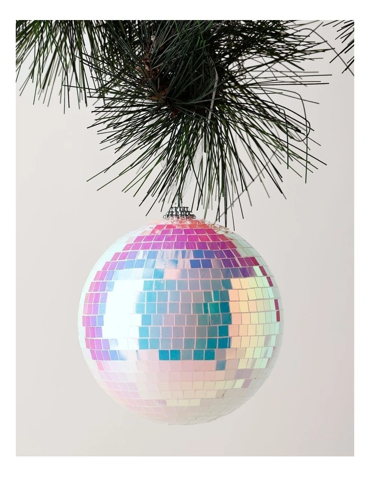 Candyland Christmas Plastic Disco Ball Ornament 10cm in White image 1