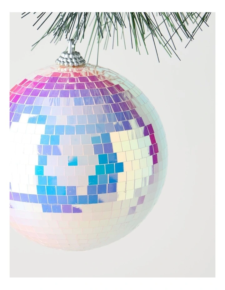 Nostalgia Christmas Plastic Disco Ball Ornament 10cm in White image 2