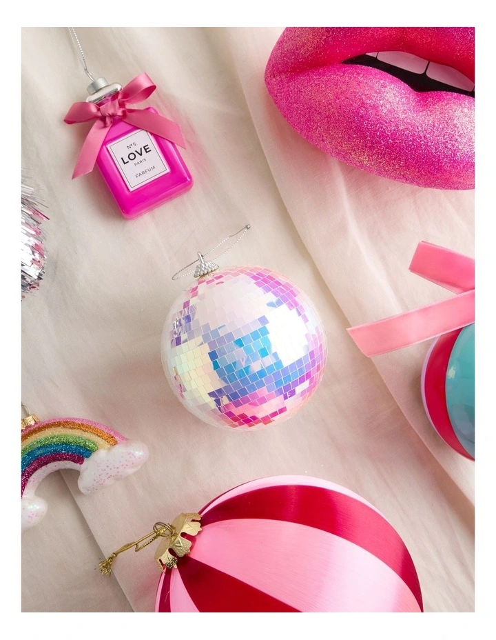 Nostalgia Christmas Plastic Disco Ball Ornament 10cm in White image 3
