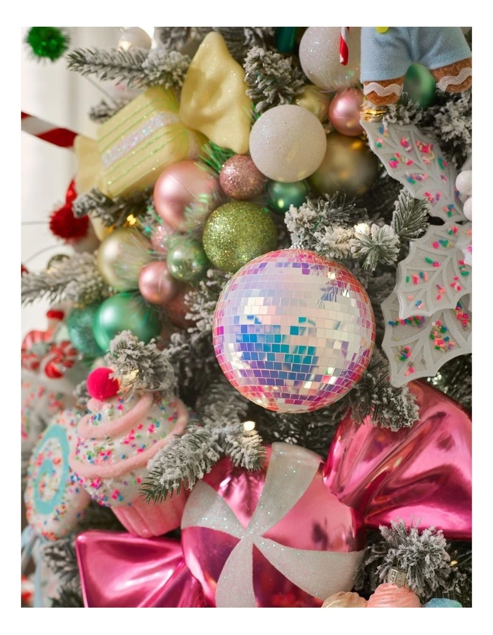 Candyland Christmas Plastic Disco Ball Ornament 10cm in White image 3