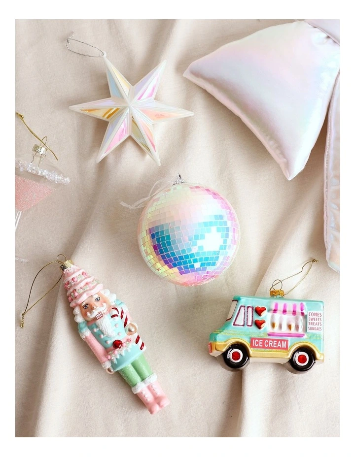 Candyland Christmas Plastic Disco Ball Ornament 10cm in White image 4