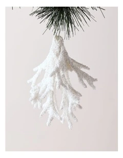 Eucalyptus Christmas Plastic Glitter Coral Ornament 18cm in White