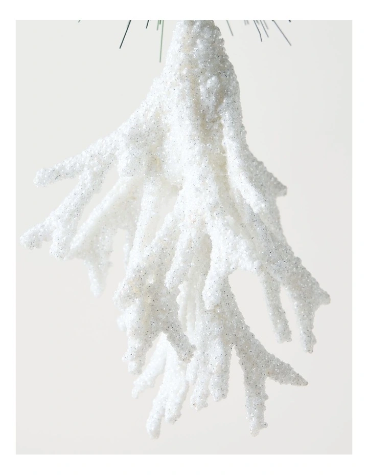 Eucalyptus Christmas Plastic Glitter Coral Ornament 18cm in White image 2