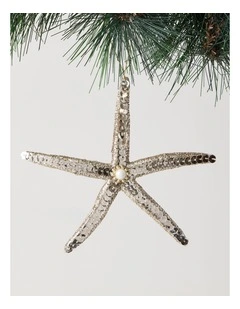 Eucalyptus Christmas Plastic Starfish Ornament 14cm in Gold