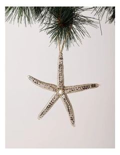 Eucalyptus Christmas Plastic Starfish Ornament 14cm in Gold