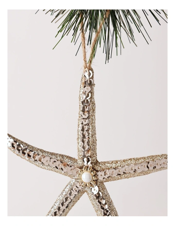 Eucalyptus Christmas Plastic Starfish Ornament 14cm in Gold image 2