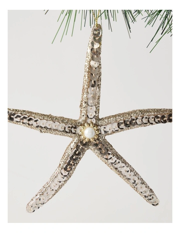 Eucalyptus Christmas Plastic Starfish Ornament 14cm in Gold image 3