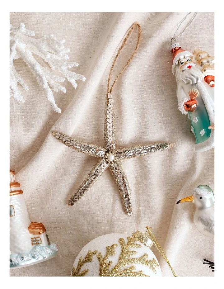 Eucalyptus Christmas Plastic Starfish Ornament 14cm in Gold image 3