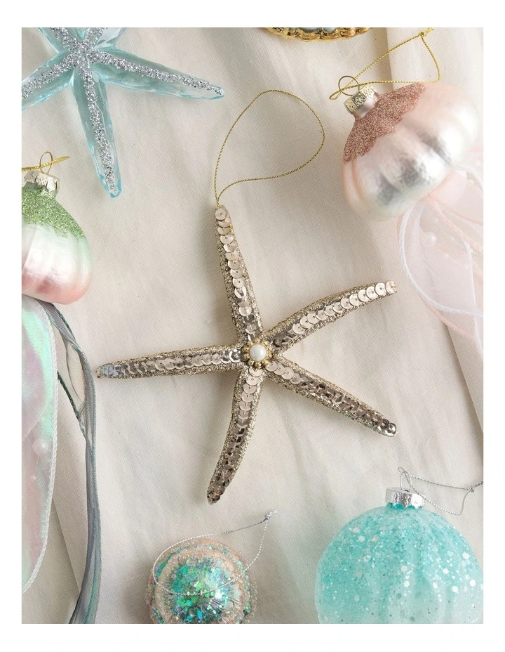 Eucalyptus Christmas Plastic Starfish Ornament 14cm in Gold image 4