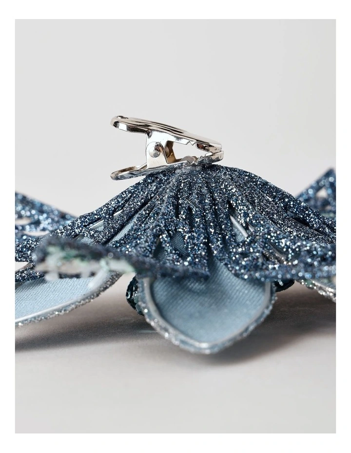 Luxe Christmas Sequin Flower Clip 17.5cm in Blue image 4