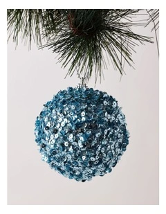 Luxe Christmas Sequin Bauble 10cm in Navy