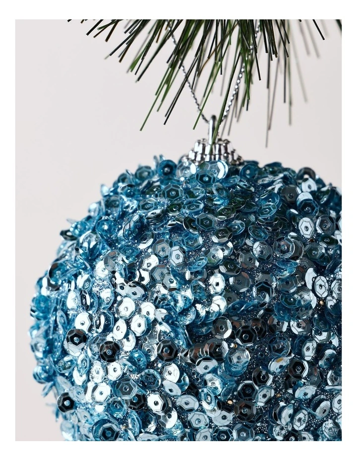 Luxe Christmas Sequin Bauble 10cm in Navy image 2
