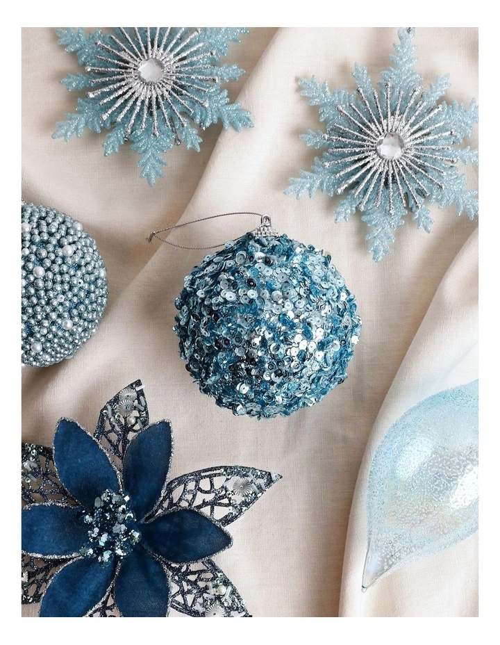 Luxe Christmas Sequin Bauble 10cm in Navy image 3