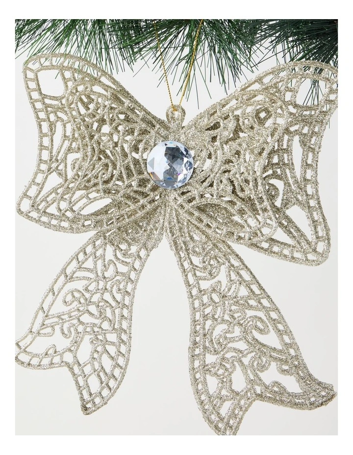 Luxe Christmas Oversized Bow Ornament 20cm in Gold image 2