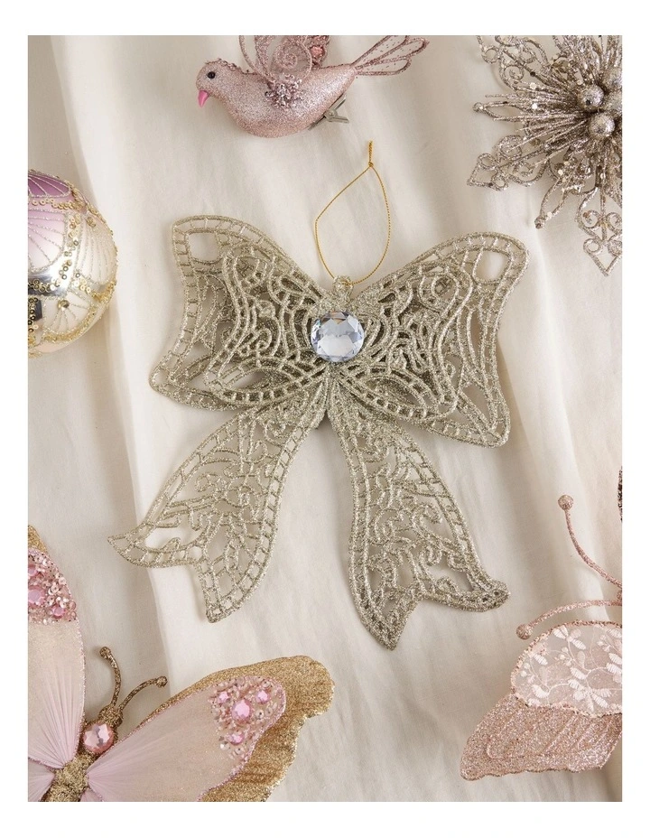 Luxe Christmas Oversized Bow Ornament 20cm in Gold image 3