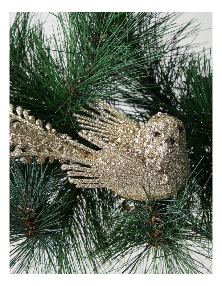 Luxe Christmas Glittered Bird Clip in Champagne: 7.5cm image 3